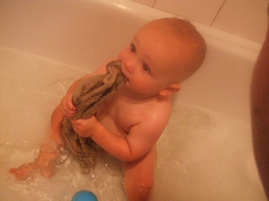 Archie in the bath